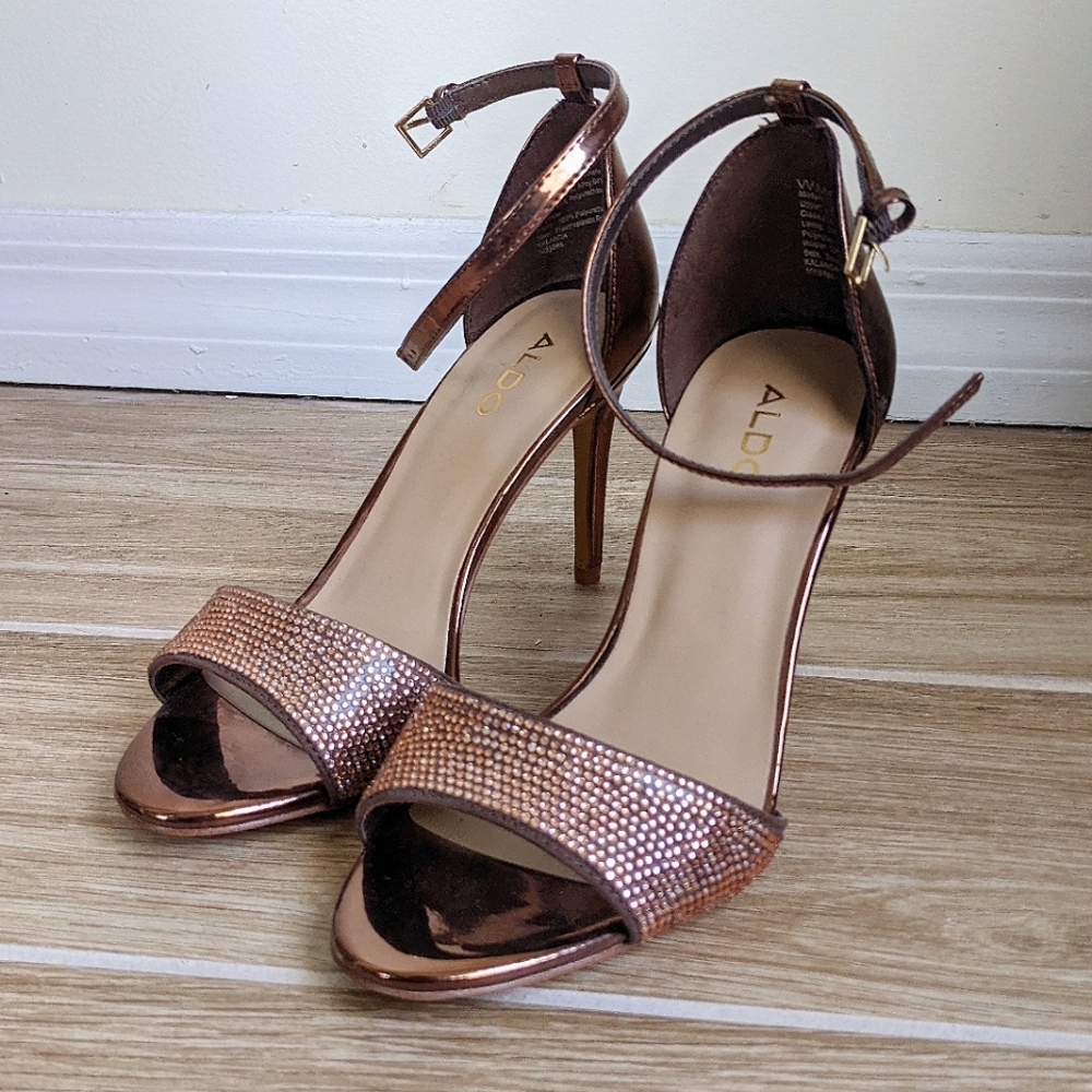 ALDO Copper and Rhinestone Heels